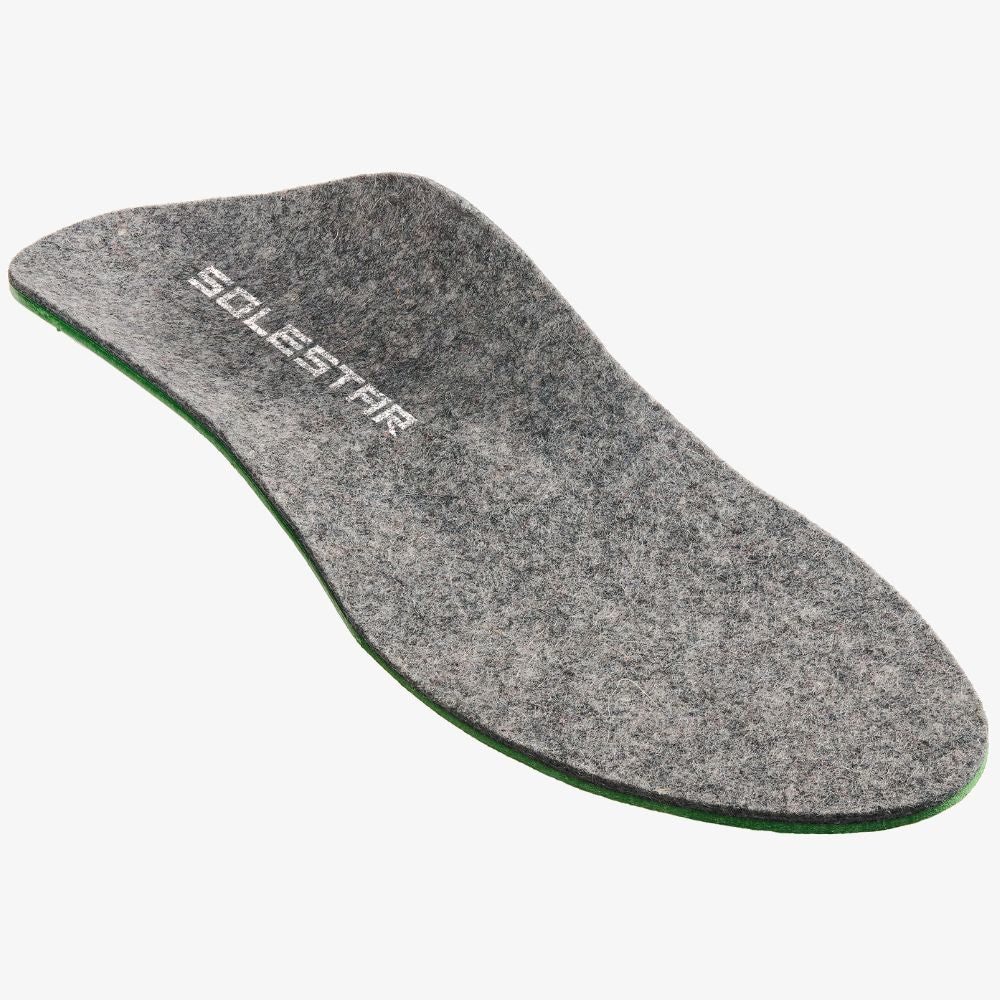 Gray insole with 'Solestar' branding on a white background